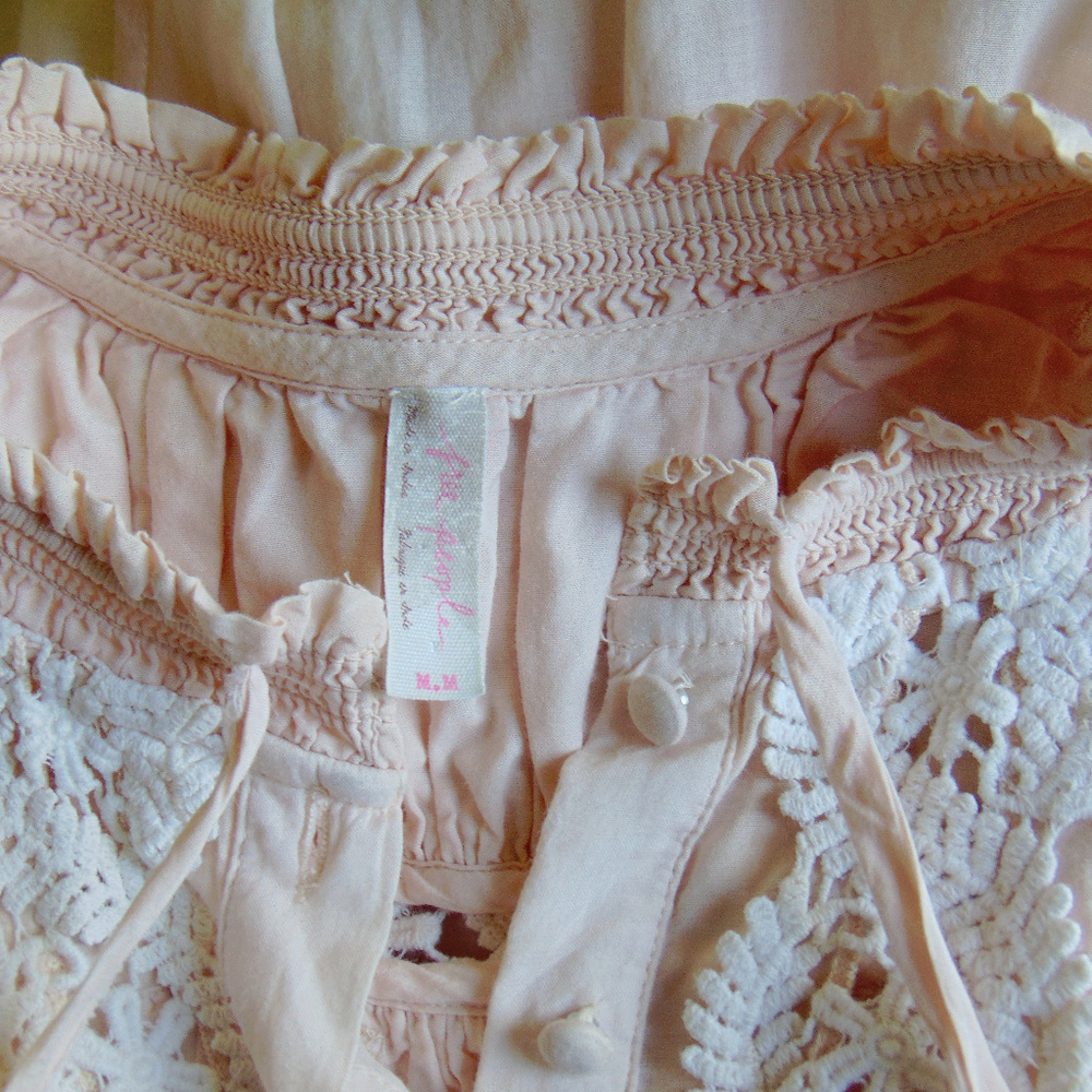 Free People Lace Cotton Voile A-Line Top M - Picture 6 of 6